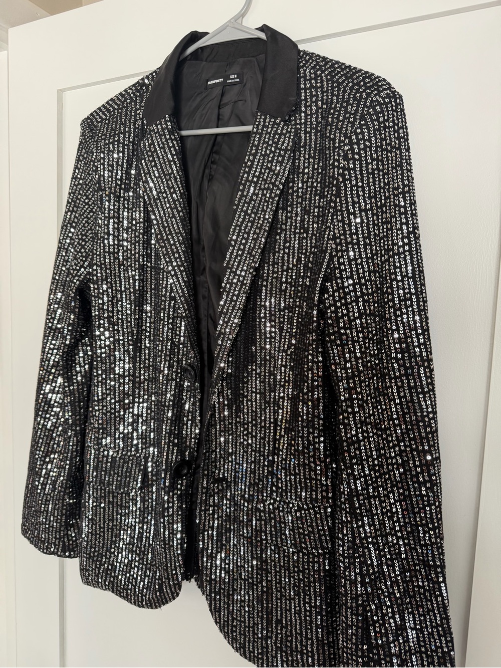 Sequin-Embellished Black Blazer Jacket
